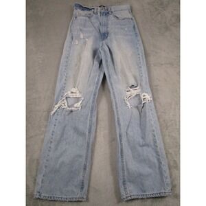 BDG Jeans Womens 25‎ Blue Denim High Rise Loose Baggy Distressed Pockets